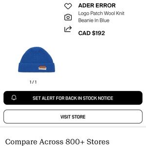Ader Error Blue logo patch Wool Knit Beanie (100% wool) BNWT 🥳